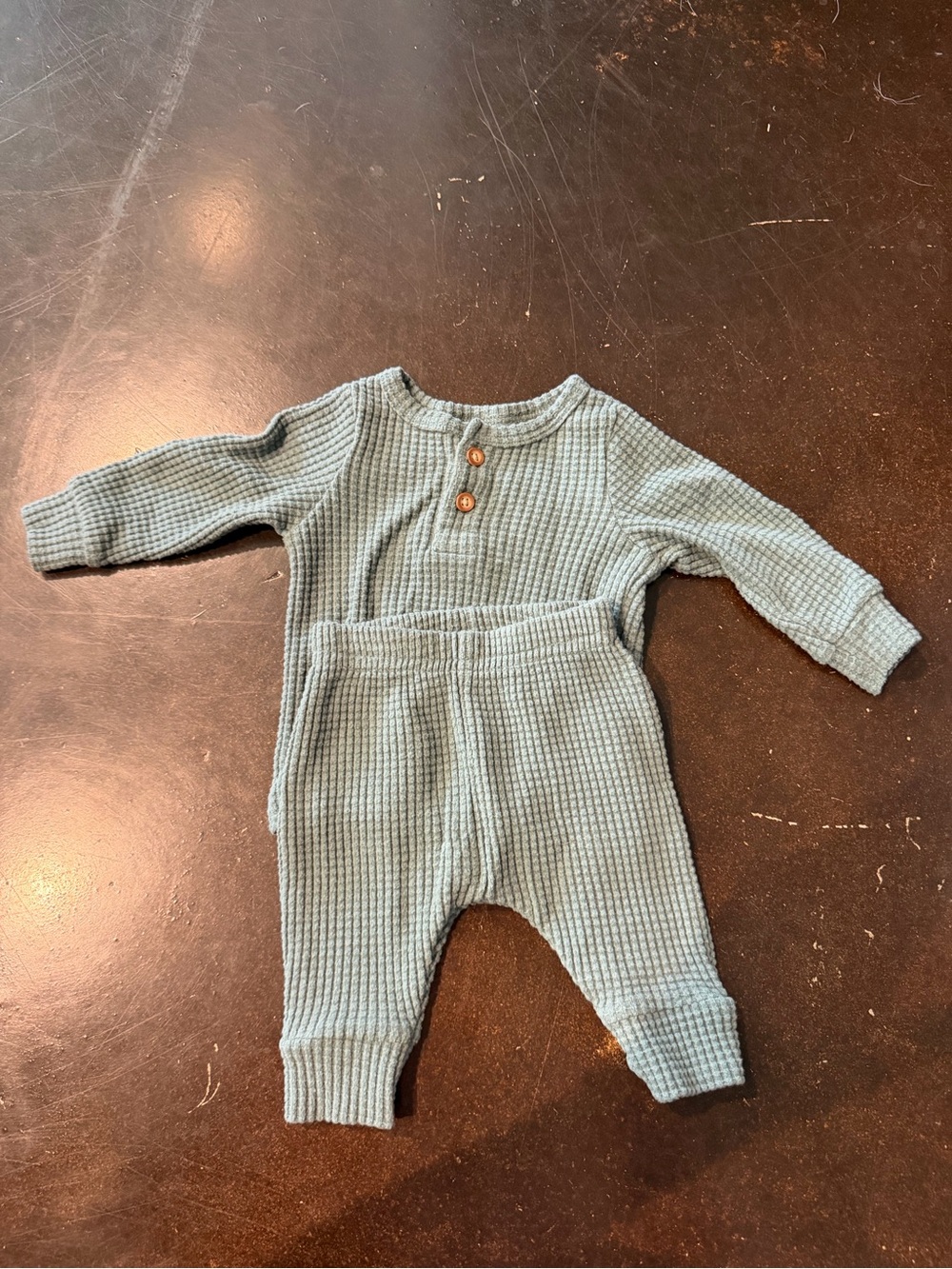 Carter's Sage Green Waffle Knit Set